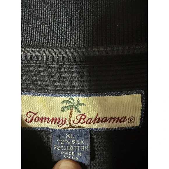 Tommy Bahama Mens XL Silk Cotton Ribbed Knit Polo Shirt Charcoal Grey - Picture 4 of 8